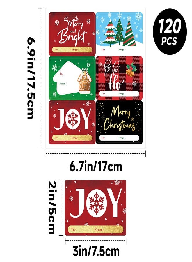 KINGLAKE Christmas Gift Tags Stickers,Xmas to from Christmas Name Tags Stickers,3x2 inch Large Christmas Labels Stickers,120Pcs Holiday Present Tags Labels Sticker for Envelope Seal Gift Wrapping - Image 2